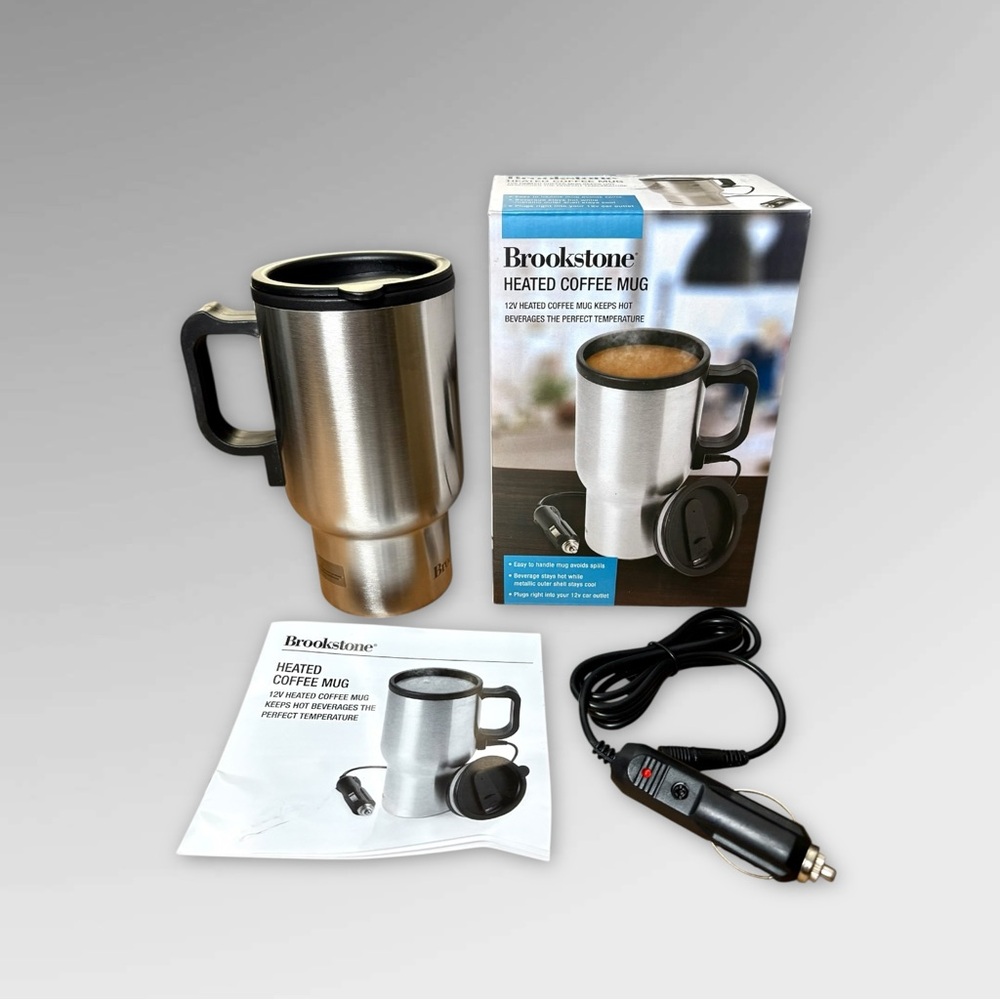 Brookstone Stainless Steel Heated Coffee Mug - 13 oz.